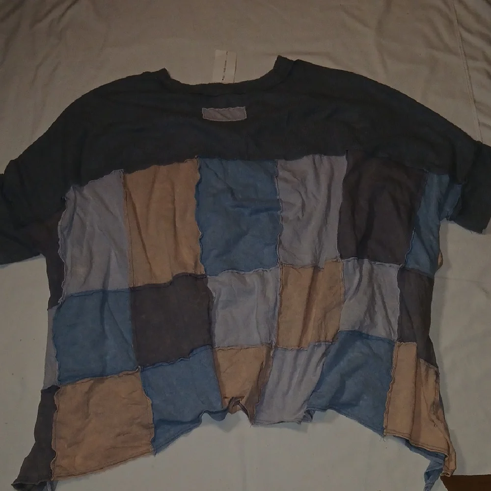 Oli & Hali Patchwork Top in Blue and Tan - Picture 7 of 7
